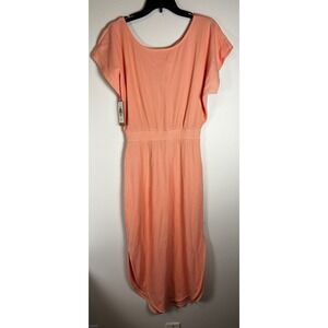 Daily Practice Anthropologie Ribbed Knit Maxi Dress Pink Rose Cap Sleeve XS NWT